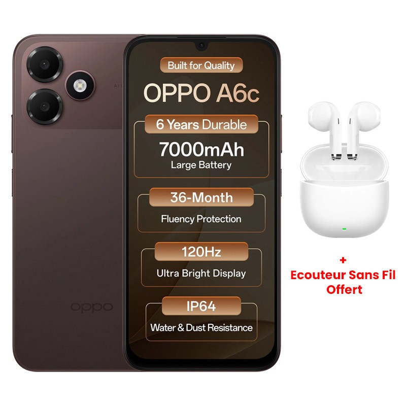 Smartphone Oppo A6c 4Go 128Go Marron